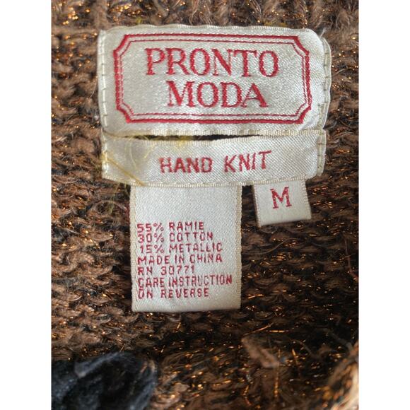 Pronto Moda Sweater Womens Medium Chunky Knit Granny Core Vintage Relaxed Fit - Picture 4 of 11